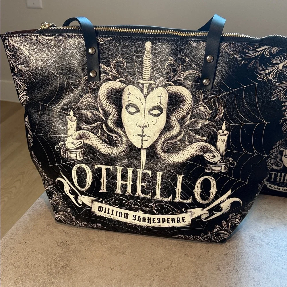 “Othello” Leather Black and White Tote Bag and Wallet - Picture 7 of 11